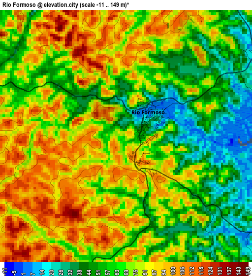 Rio Formoso elevation map