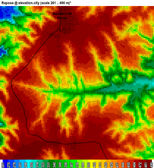 Raposa elevation map