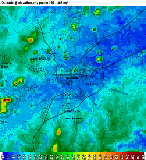 Quixadá elevation map