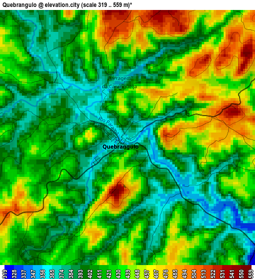 Quebrangulo elevation map