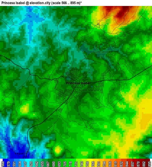 Princesa Isabel elevation map