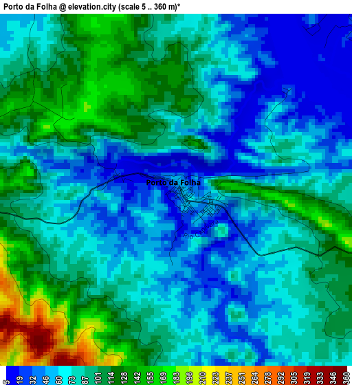 Porto da Folha elevation map