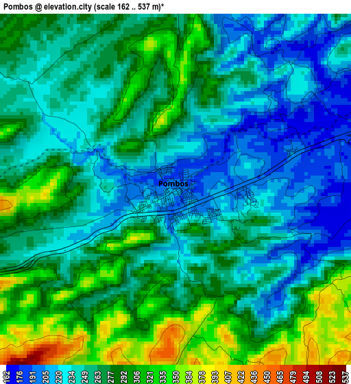 Pombos elevation map