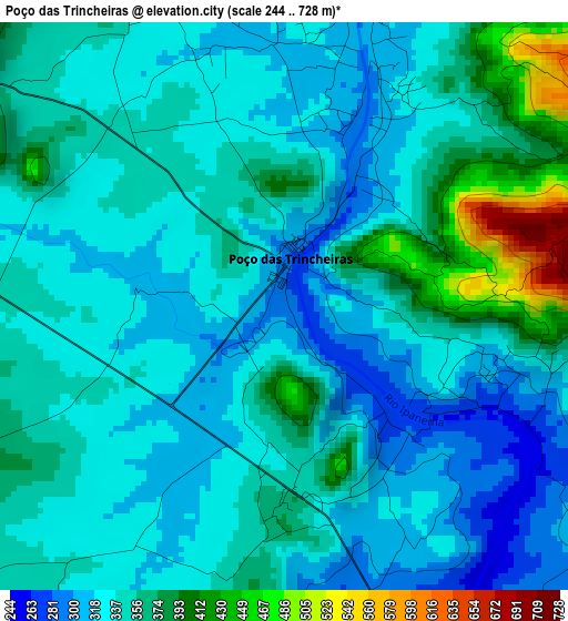 Poço das Trincheiras elevation map