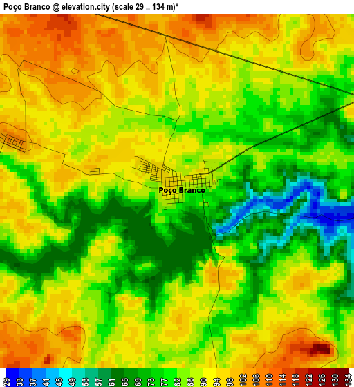 Poço Branco elevation map