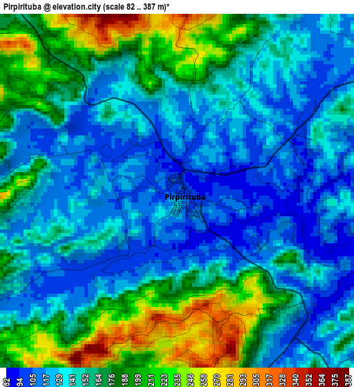 Pirpirituba elevation map