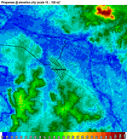 Pirapemas elevation map