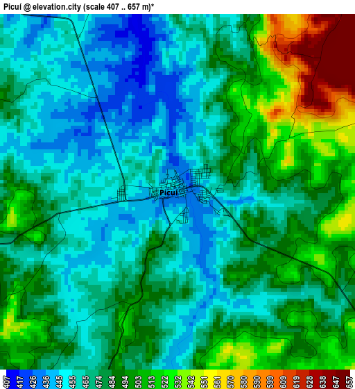 Picuí elevation map