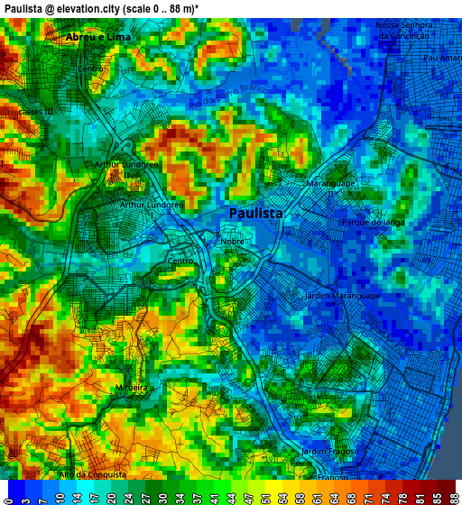 Paulista elevation map