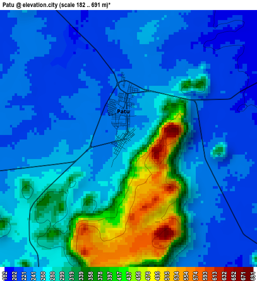 Patu elevation map