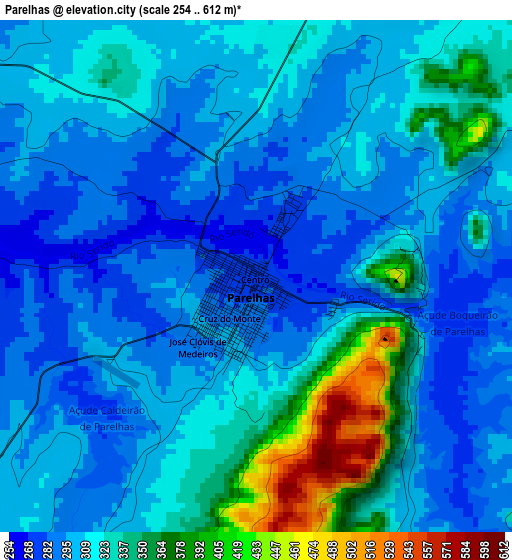 Parelhas elevation map