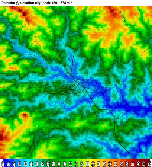 Parambu elevation map