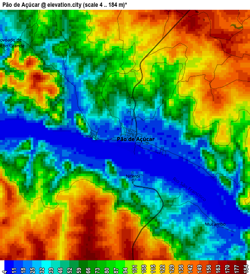 Pão de Açúcar elevation map