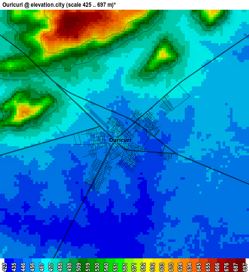 Ouricuri elevation map