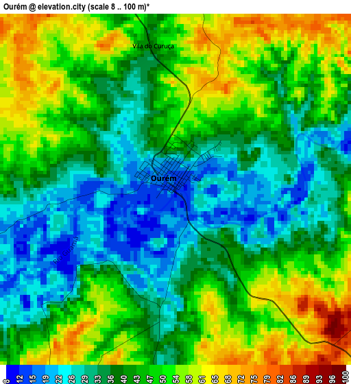 Ourém elevation map