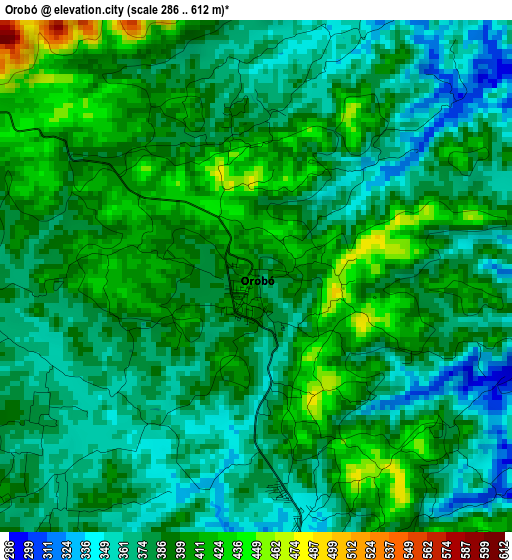 Orobó elevation map