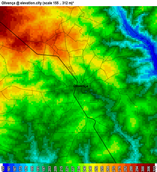 Olivença elevation map