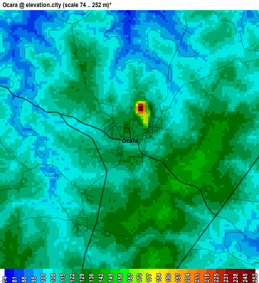 Ocara elevation map