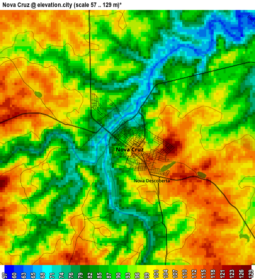 Nova Cruz elevation map