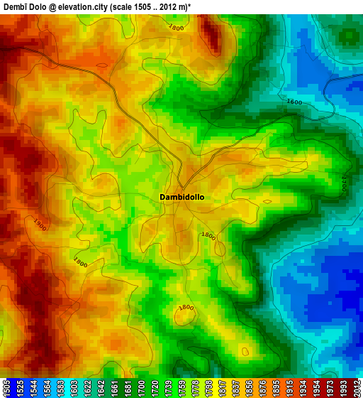 Dembī Dolo elevation map