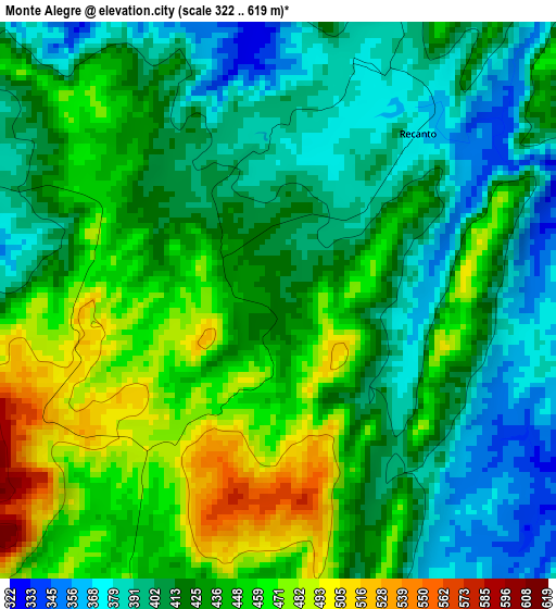 Monte Alegre elevation map