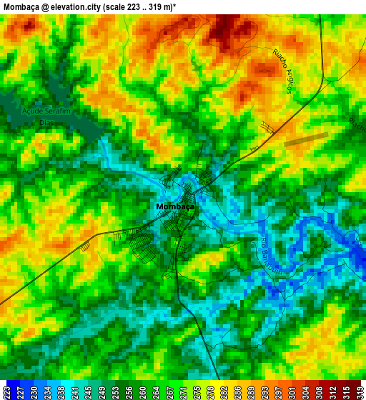 Mombaça elevation map