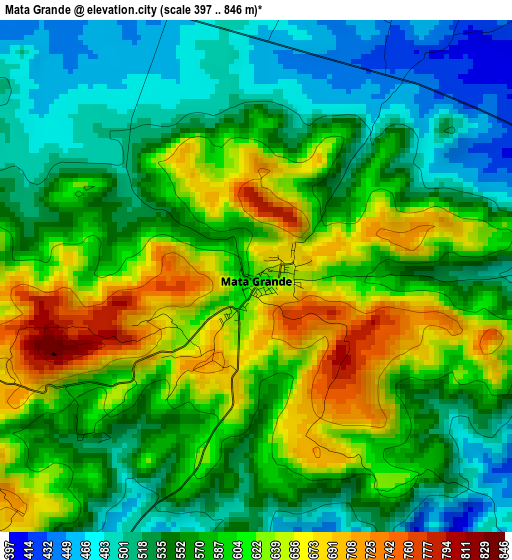 Mata Grande elevation map