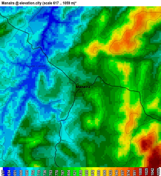 Manaíra elevation map