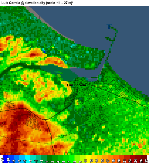 Luís Correia elevation map