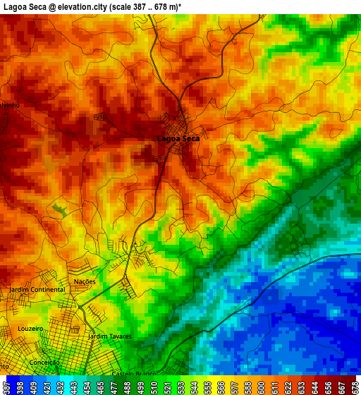 Lagoa Seca elevation map