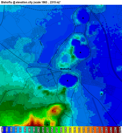 Bishoftu elevation map