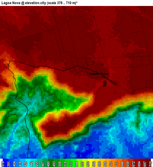 Lagoa Nova elevation map