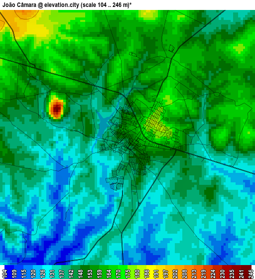 João Câmara elevation map