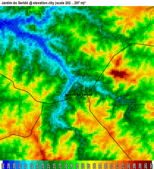 Jardim do Seridó elevation map