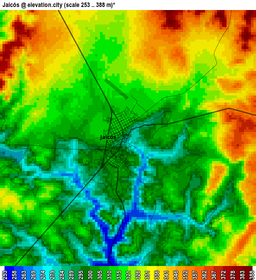 Jaicós elevation map