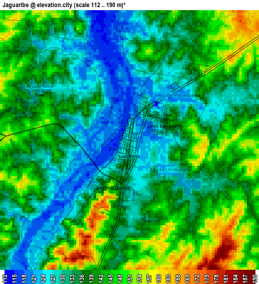 Jaguaribe elevation map