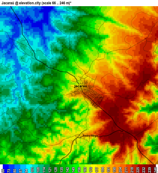 Jacaraú elevation map