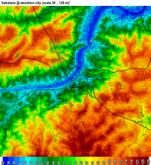 Itabaiana elevation map