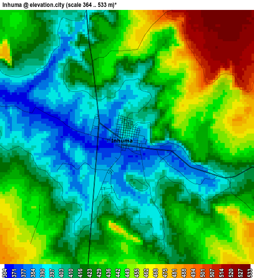 Inhuma elevation map