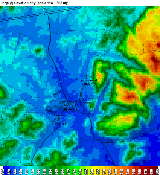 Ingá elevation map