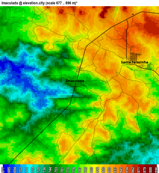 Imaculada elevation map