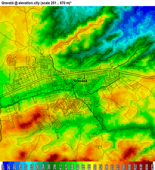 Gravatá elevation map