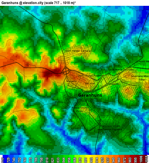 Garanhuns elevation map