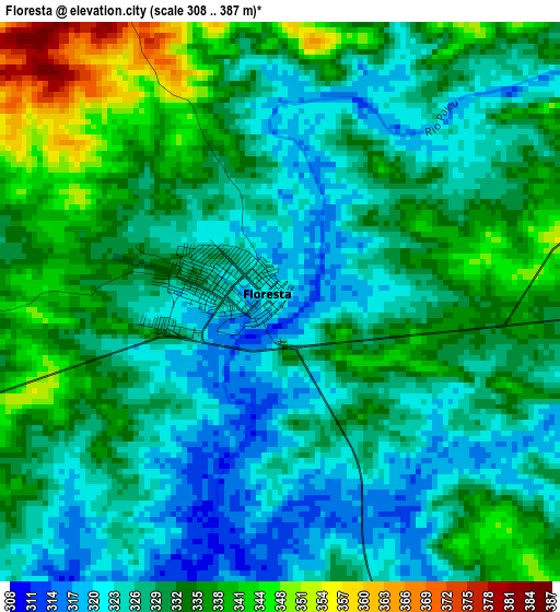 Floresta elevation map