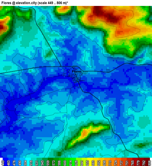 Flores elevation map