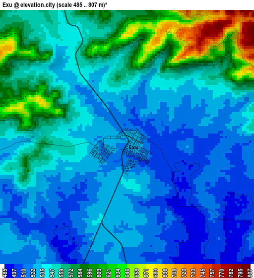 Exu elevation map