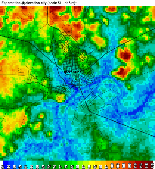 Esperantina elevation map