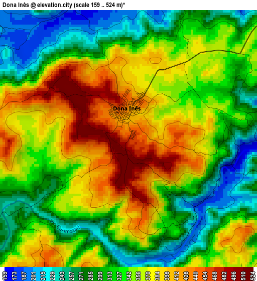 Dona Inês elevation map
