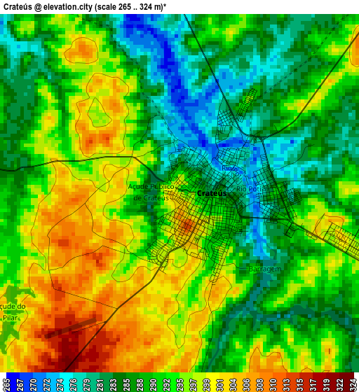 Crateús elevation map