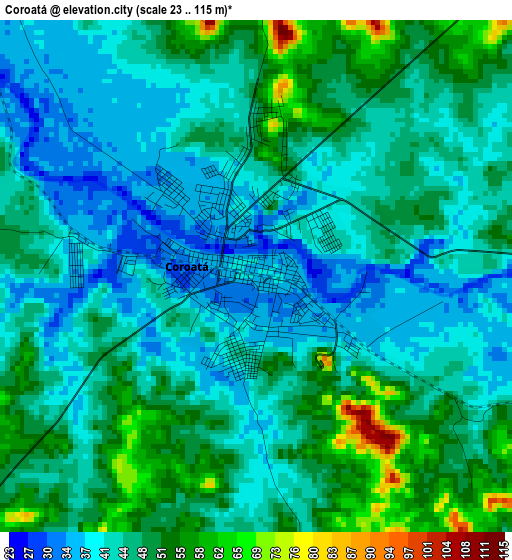 Coroatá elevation map